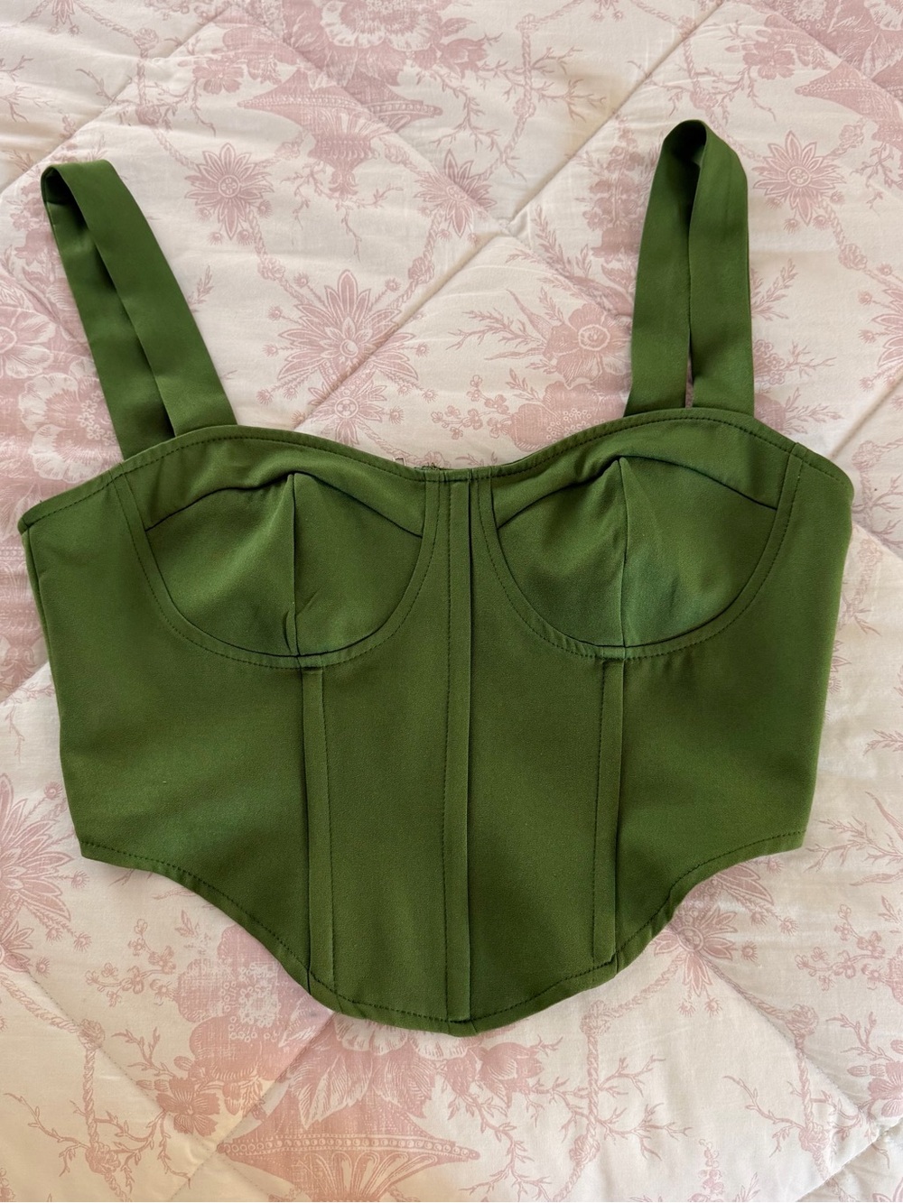 PrettyLittleThing Olive Green Bustier Crop Top